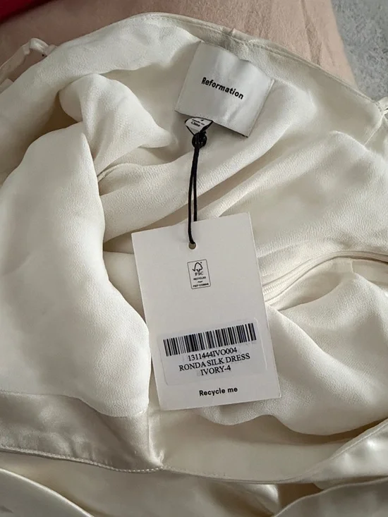 Reformation Ronda Silk Dress in Ivory Size 4, NWT, Never Worn - Picture 2 of 14